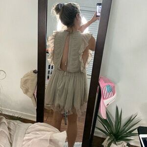 Tularosa Beige Ruffled Dress